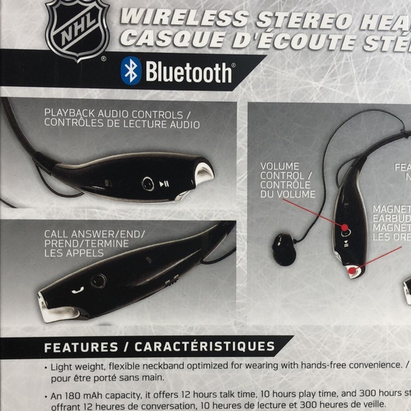 NHL Ottawa Senators Wireless Stereo Headset Neckband Built-in Microphone - Picture 7 of 8